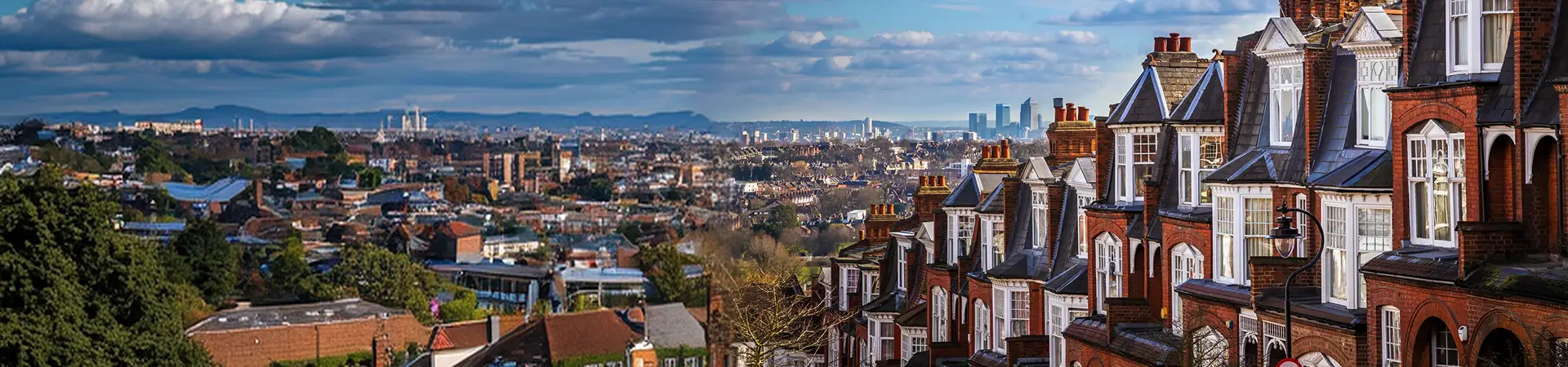 London terraced houses at golden hour