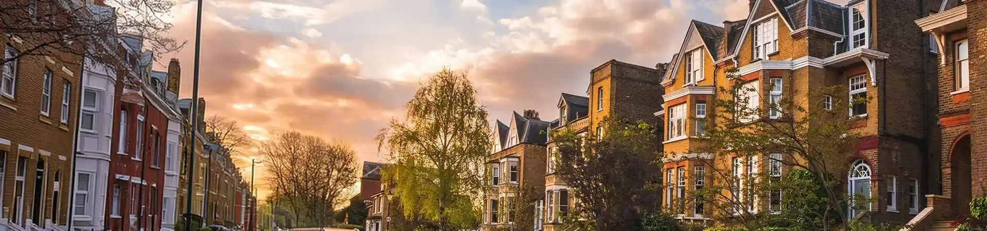 London terraced houses at golden hour